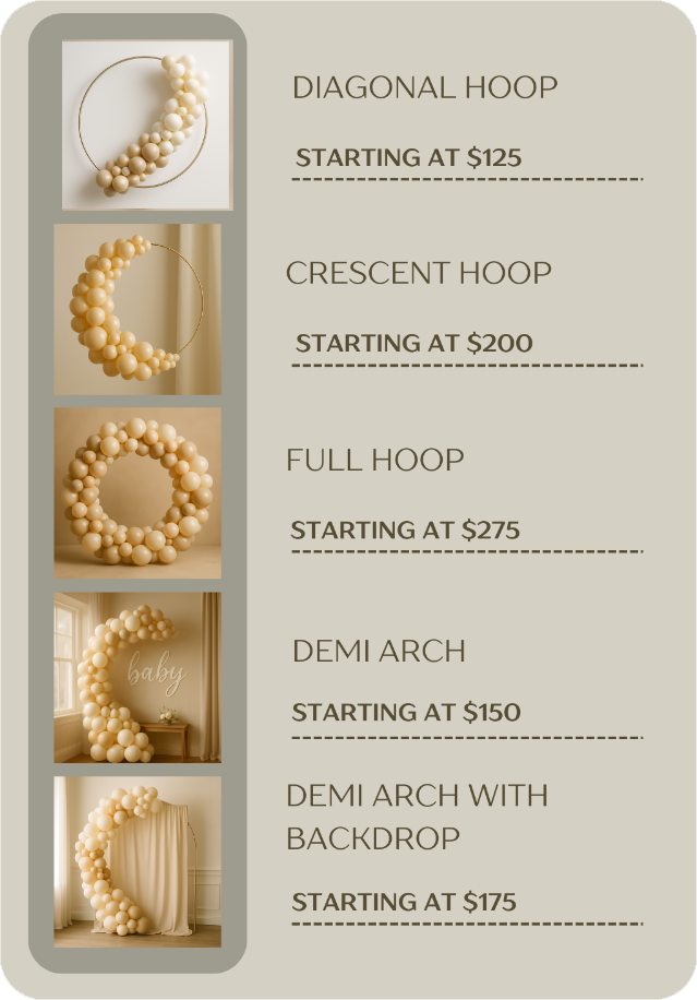 Price List - Charleston Charm Balloons and Decor